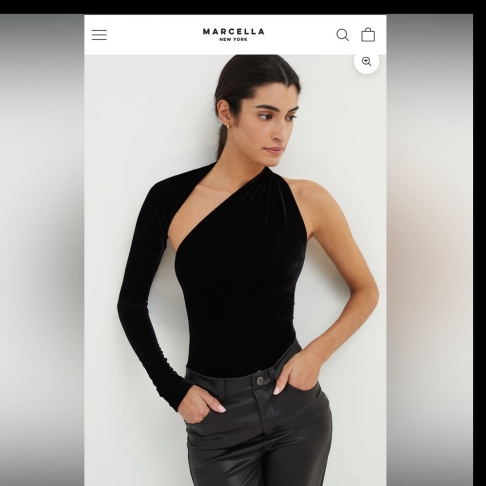 Marcella New York Black One-Shoulder Blouse
